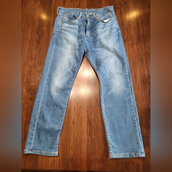 Levi's Men's 505 Light Blue Wash Distressed Denim Straight Leg Jeans, 34x30 - Picture 1 of 16